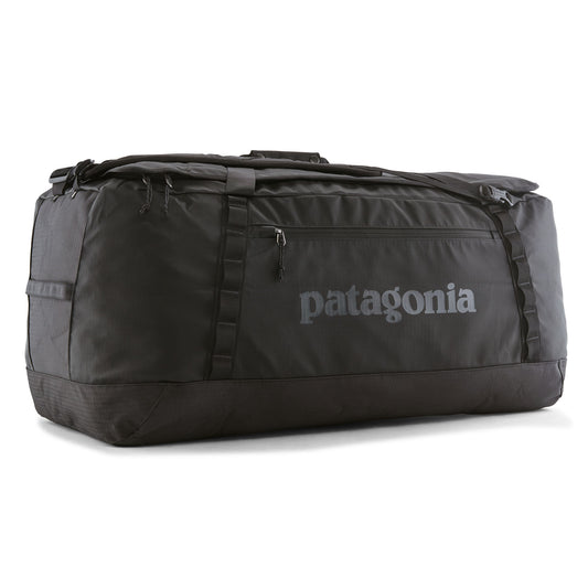 Vista frontal de la bolsa de viaje Patagonia Black Hole Duffel 100L en color negro